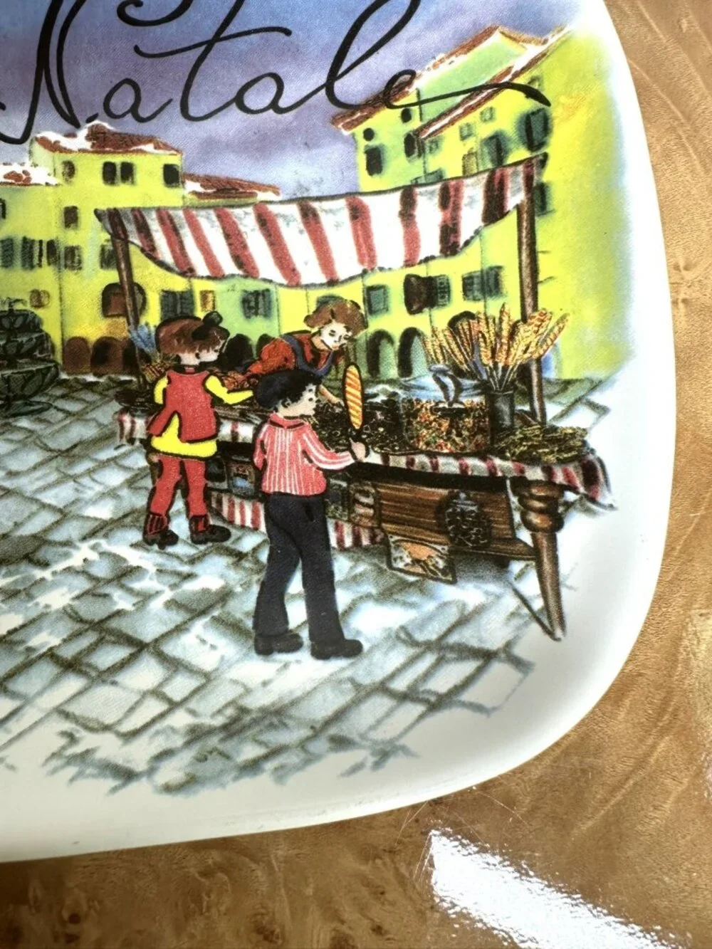 Sur La Table Buon Natale Christmas Piazza Rectangular Serving Platter Italy 9.5
